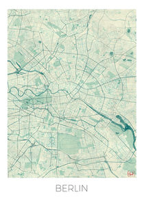 Berlin Map Blue by Hubert Roguski