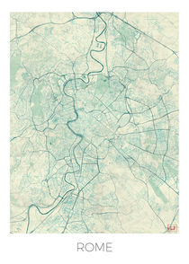 Rome Map Blue by Hubert Roguski