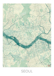 Seoul Map Blue von Hubert Roguski