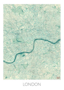 London Map Blue by Hubert Roguski