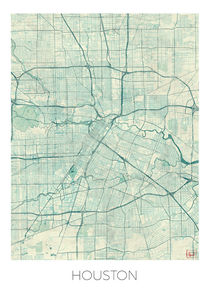 Houston Map Blue von Hubert Roguski