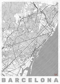 Barcelona Map Line von Hubert Roguski