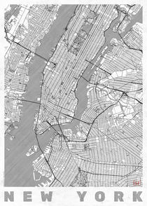 New York Map Line by Hubert Roguski