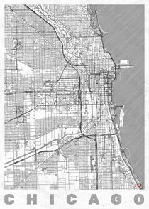 Chicago Map Line by Hubert Roguski