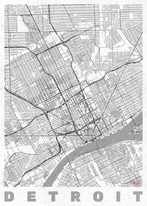 Detroit Map Line by Hubert Roguski