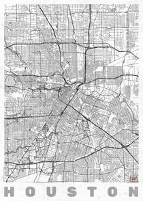 Houston Map Line by Hubert Roguski