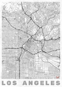 Los Angeles Map Line by Hubert Roguski