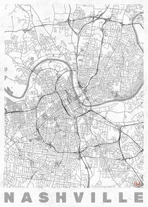 Nashville Map Line by Hubert Roguski