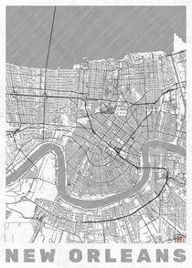 New Orleans Map Line by Hubert Roguski