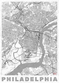 Philadelphia Map Line by Hubert Roguski