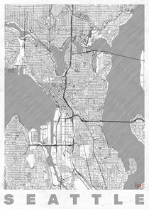 Seattle Map Line by Hubert Roguski