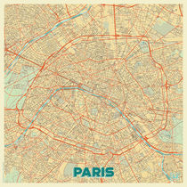 Paris Map Retro by Hubert Roguski