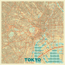Tokyo Map Retro by Hubert Roguski
