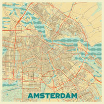 Amsterdam Map Retro by Hubert Roguski