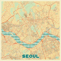 Seoul Map Retro by Hubert Roguski