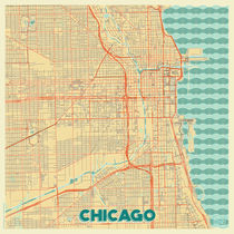 Chicago Map Retro by Hubert Roguski