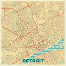 Detroit Map Retro by Hubert Roguski
