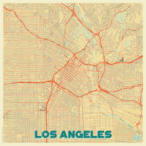 Los Angeles Map Retro by Hubert Roguski
