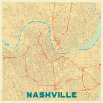 Nashville Map Retro by Hubert Roguski