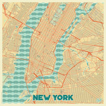 New York Map Retro von Hubert Roguski