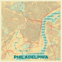 Philadelphia Map Retro by Hubert Roguski
