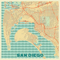 San Diego Map Retro by Hubert Roguski