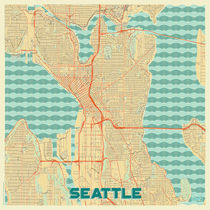Seattle Map Retro by Hubert Roguski