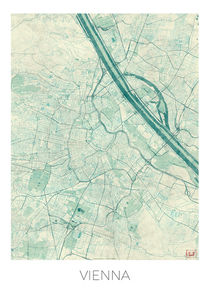 Vienna Map Blue by Hubert Roguski