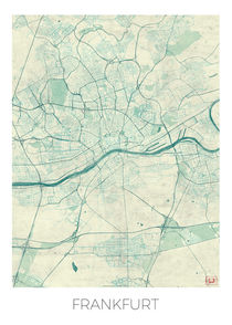 Frankfurt Map Blue by Hubert Roguski