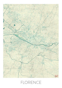 Florence Map Blue by Hubert Roguski