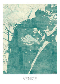 Venice Map Blue by Hubert Roguski