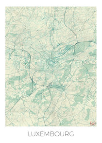 Luxembourg Map Blue by Hubert Roguski