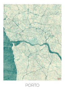 Porto Map Blue by Hubert Roguski
