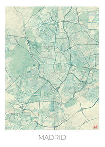 Madrid Map Blue by Hubert Roguski