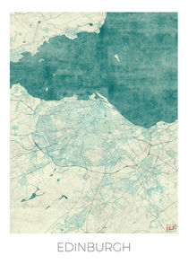 Edinburgh Map Blue by Hubert Roguski