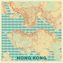 Hong Kong Map Retro by Hubert Roguski