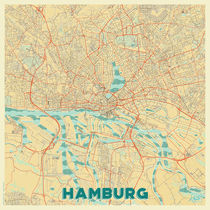 Hamburg Map Retro by Hubert Roguski