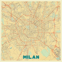 Milan Map Retro by Hubert Roguski