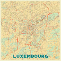 Luxembourg Map Retro by Hubert Roguski