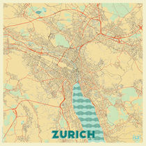 Zurich Map Retro by Hubert Roguski