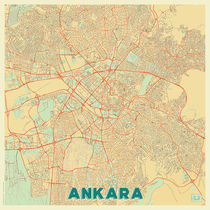 Ankara Map Retro by Hubert Roguski