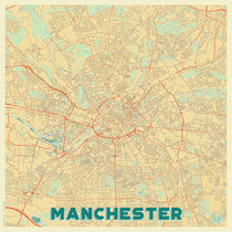 Manchester Map Retro by Hubert Roguski