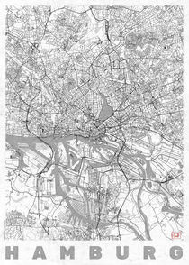 Hamburg Map Line by Hubert Roguski