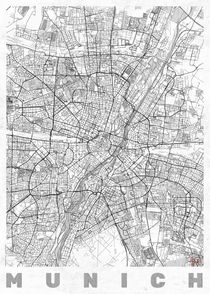 Munich Map Line by Hubert Roguski