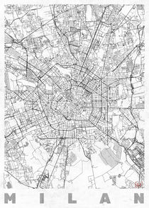 Milan Map Line by Hubert Roguski