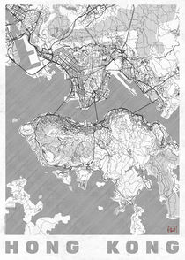 Hong Kong Map Line by Hubert Roguski