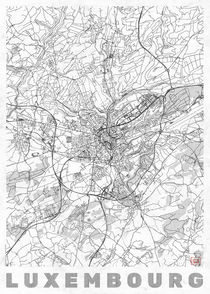 Luxembourg Map Line by Hubert Roguski