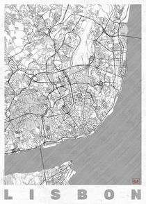 Lisbon Map Line by Hubert Roguski