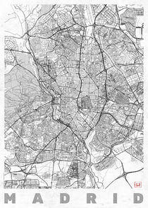 Madrid Map Line by Hubert Roguski