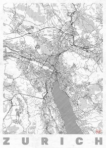 Zurich Map Line by Hubert Roguski